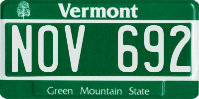 VT license plate NOV692