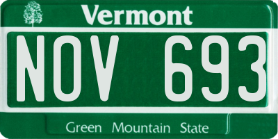 VT license plate NOV693