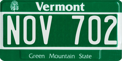 VT license plate NOV702