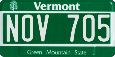 VT license plate NOV705