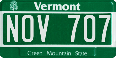 VT license plate NOV707