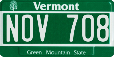VT license plate NOV708