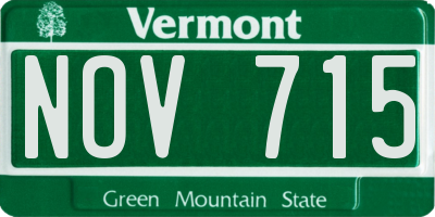 VT license plate NOV715