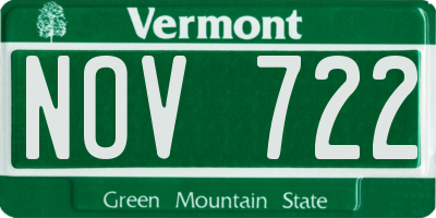 VT license plate NOV722