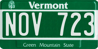 VT license plate NOV723