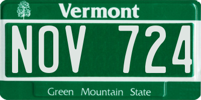 VT license plate NOV724