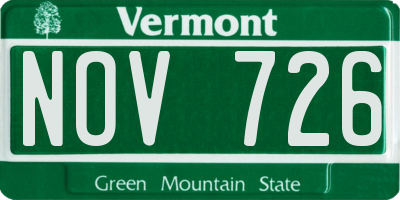VT license plate NOV726
