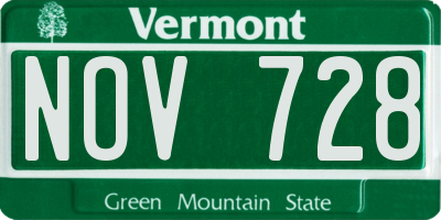 VT license plate NOV728