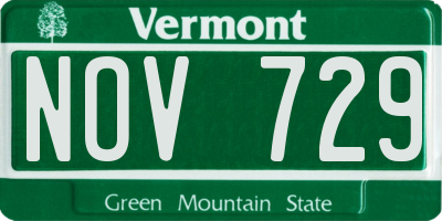 VT license plate NOV729