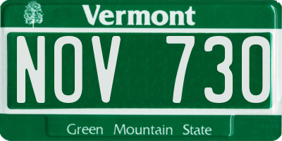 VT license plate NOV730