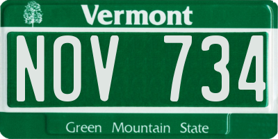 VT license plate NOV734
