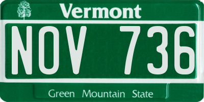 VT license plate NOV736