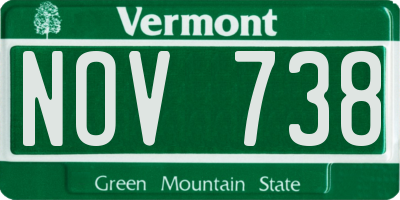 VT license plate NOV738