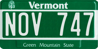 VT license plate NOV747