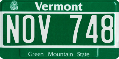 VT license plate NOV748