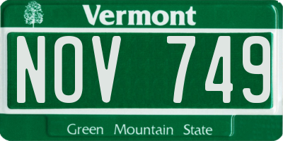 VT license plate NOV749
