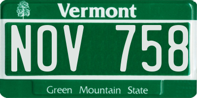VT license plate NOV758