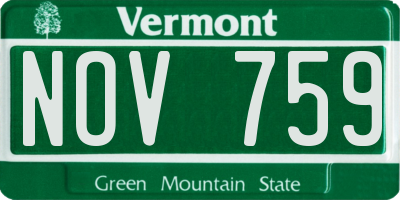 VT license plate NOV759