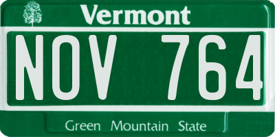 VT license plate NOV764