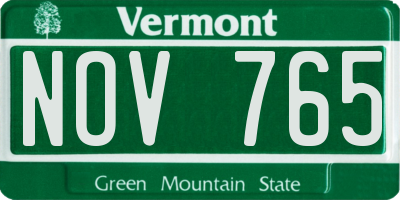 VT license plate NOV765