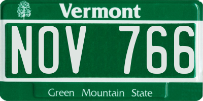 VT license plate NOV766