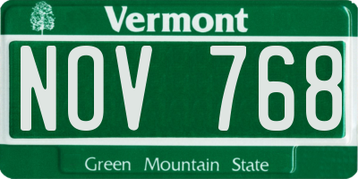 VT license plate NOV768