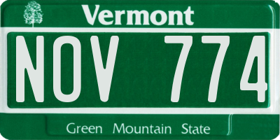 VT license plate NOV774