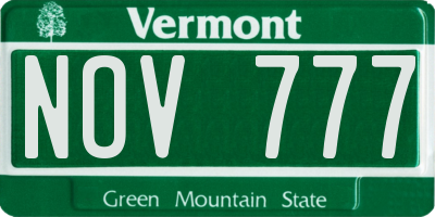 VT license plate NOV777