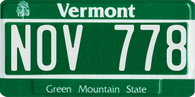 VT license plate NOV778