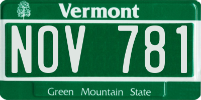 VT license plate NOV781