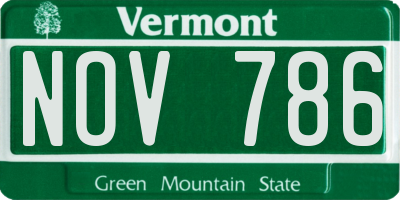 VT license plate NOV786