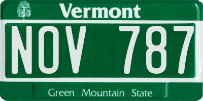 VT license plate NOV787