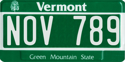 VT license plate NOV789