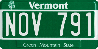 VT license plate NOV791