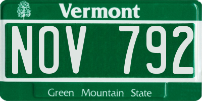 VT license plate NOV792