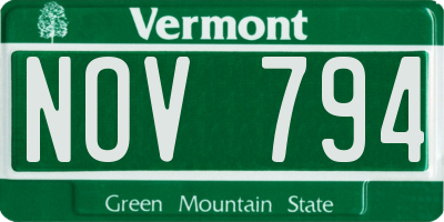 VT license plate NOV794