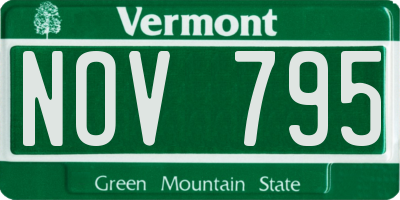 VT license plate NOV795
