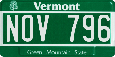 VT license plate NOV796