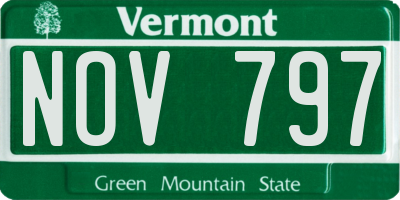 VT license plate NOV797