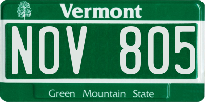 VT license plate NOV805