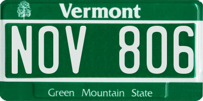 VT license plate NOV806