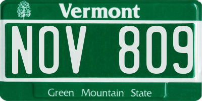 VT license plate NOV809