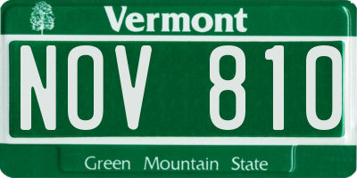 VT license plate NOV810