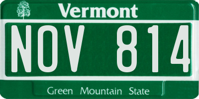 VT license plate NOV814