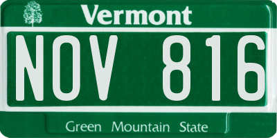 VT license plate NOV816