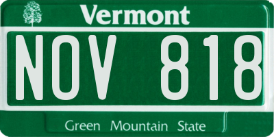 VT license plate NOV818