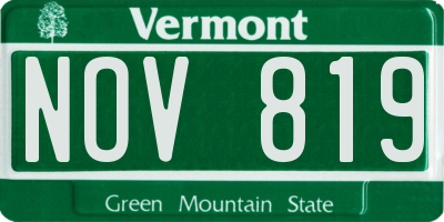VT license plate NOV819