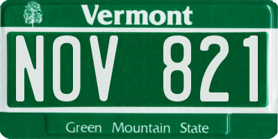 VT license plate NOV821