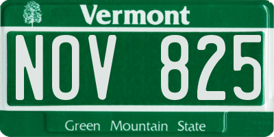 VT license plate NOV825