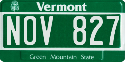 VT license plate NOV827
